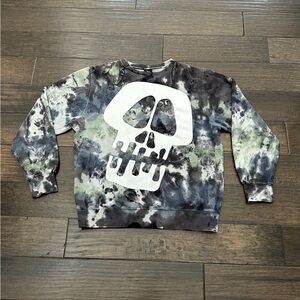 Vtg Stussy Skull Tie Dye Sweatshirt Mens M Crew Neck Green Gray White READ